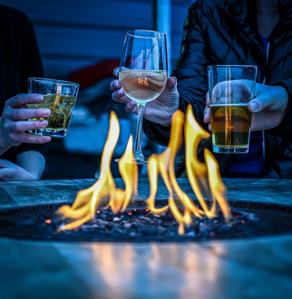 Outdoor fire pit patio at TJ's Sports Bar & Grill in Lakewood CO